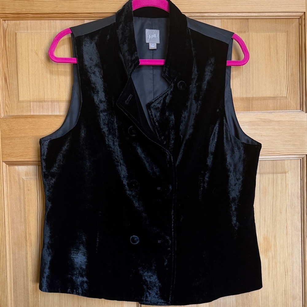 J. Jill Black Velvet Double-Breasted Vest